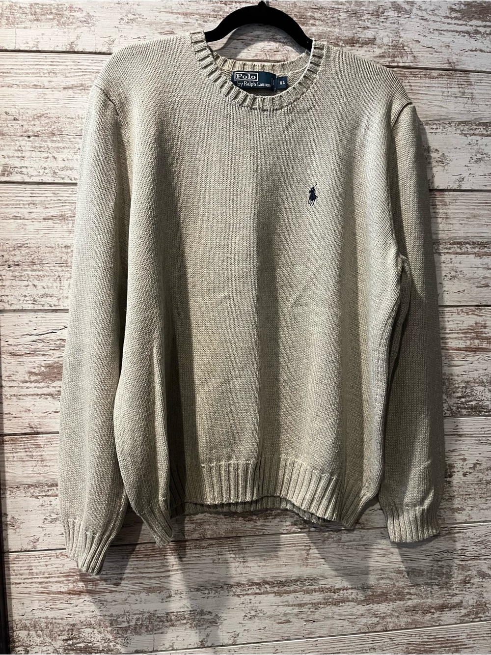Polo by Ralph Lauren Cream Crewneck Sweater with Navy Pony